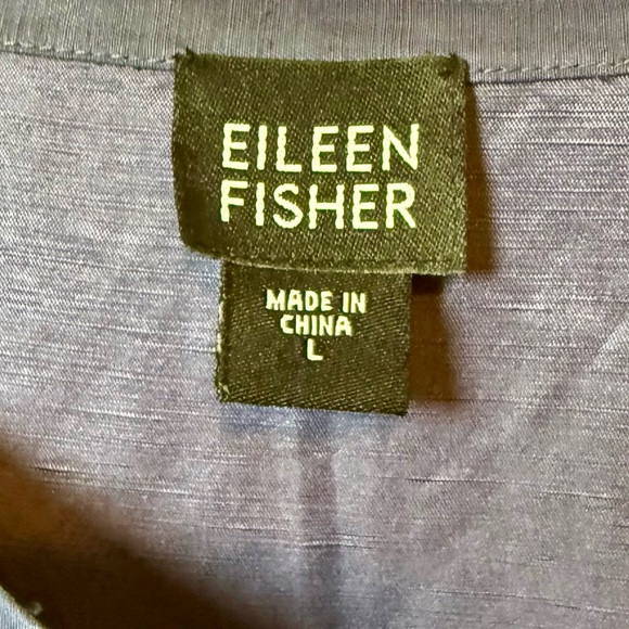 Eileen Fisher Button Up Shirt Dress Sleeveless Linen Blend Blue Size Large - Picture 13 of 14